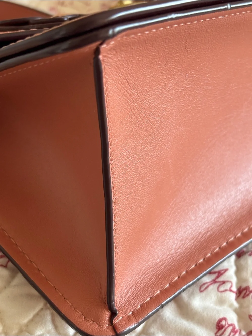 Coach Leather Top-Handle Satchel with Butterfly- Dusty Rose/Burgundy Accents - Picture 11 of 16
